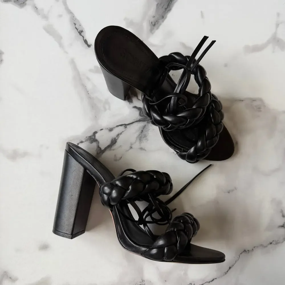 SCHUTZ Zarda Black Block Heel Sandals Size 7